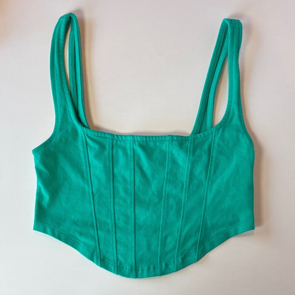 Urban Outfitters Green Corset Style Crop Tank Top Size Small S/P